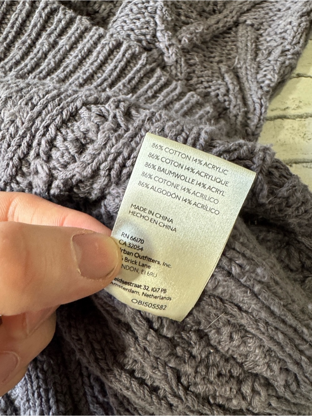 Free People womens M Medium grey oversized ilsa cable knit cotton sweater EUC - Picture 5 of 6